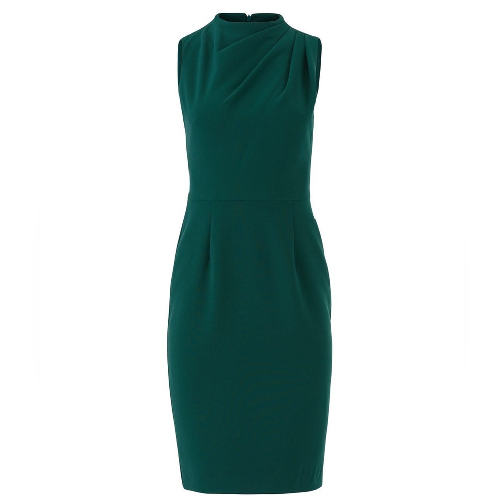 Black Halo Corrine Sheath Dress Hunter Green Women Size 10 Draping